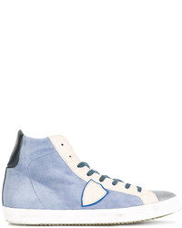hellblaue Gummi hohe Sneakers von Philippe Model