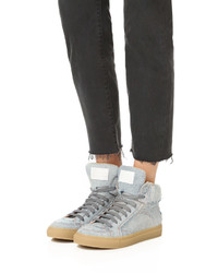 hellblaue hohe Sneakers aus Jeans von Maison Margiela