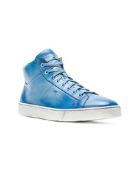 hellblaue hohe Sneakers aus Leder von Santoni