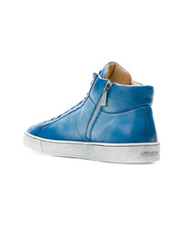 hellblaue hohe Sneakers aus Leder von Santoni