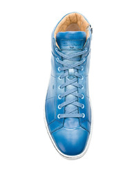 hellblaue hohe Sneakers aus Leder von Santoni