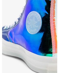 hellblaue hohe Sneakers aus Leder von Converse