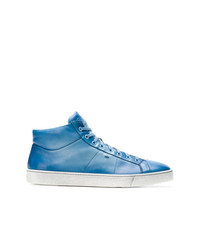 hellblaue hohe Sneakers aus Leder von Santoni