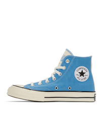 hellblaue hohe Sneakers aus Segeltuch von Converse