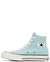 hellblaue hohe Sneakers aus Segeltuch von Converse