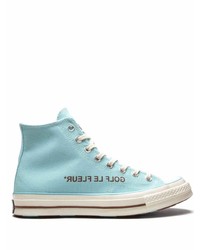 hellblaue hohe Sneakers aus Segeltuch von Converse