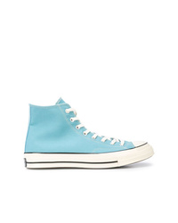 hellblaue hohe Sneakers aus Segeltuch von Converse