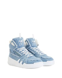 hellblaue hohe Sneakers aus Segeltuch von Giuseppe Zanotti