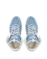 hellblaue hohe Sneakers aus Segeltuch von Giuseppe Zanotti