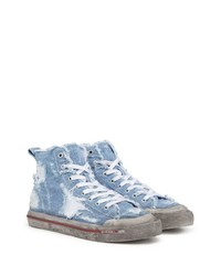 hellblaue hohe Sneakers aus Segeltuch von Diesel