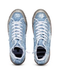hellblaue hohe Sneakers aus Segeltuch von Diesel