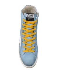 hellblaue hohe Sneakers aus Segeltuch von Golden Goose Deluxe Brand