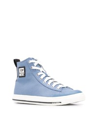 hellblaue hohe Sneakers aus Segeltuch von Diesel