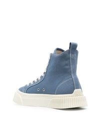 hellblaue hohe Sneakers aus Segeltuch von Ami Paris