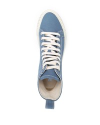 hellblaue hohe Sneakers aus Segeltuch von Ami Paris