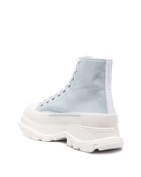 hellblaue hohe Sneakers aus Segeltuch von Alexander McQueen