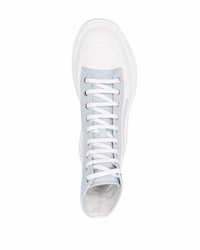 hellblaue hohe Sneakers aus Segeltuch von Alexander McQueen