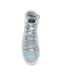 hellblaue hohe Sneakers aus Wildleder von Golden Goose