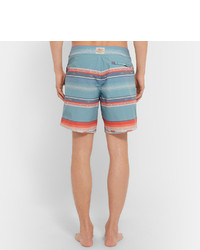 hellblaue horizontal gestreifte Badeshorts von Faherty