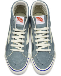 hellblaue horizontal gestreifte hohe Sneakers aus Wildleder von Vans