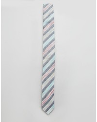 hellblaue horizontal gestreifte Krawatte von Asos