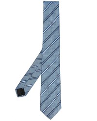 hellblaue horizontal gestreifte Seidekrawatte von Moschino