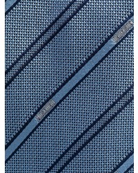 hellblaue horizontal gestreifte Seidekrawatte von Moschino