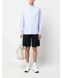 hellblaue horizontal gestreifte Shirtjacke von Polo Ralph Lauren
