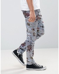 hellblaue Hose mit Blumenmuster von Asos