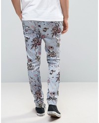 hellblaue Hose mit Blumenmuster von Asos