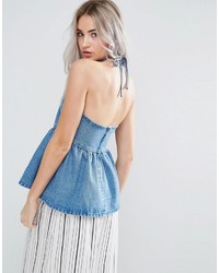 hellblaue Jeans Bluse von Asos