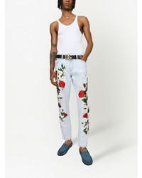 hellblaue Jeans mit Blumenmuster von Dolce & Gabbana