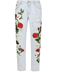 hellblaue Jeans mit Blumenmuster von Dolce & Gabbana