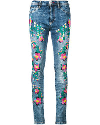 hellblaue Jeans mit Blumenmuster von Philipp Plein