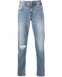 hellblaue Jeans mit Destroyed-Effekten von 7 For All Mankind