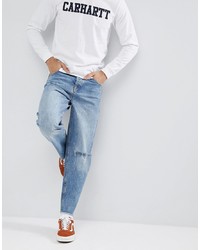 hellblaue Jeans mit Destroyed-Effekten von ASOS DESIGN