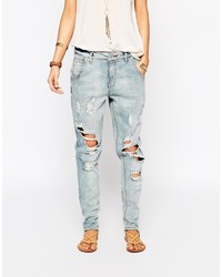 hellblaue Jeans mit Destroyed-Effekten von Blend She