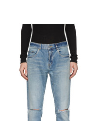 hellblaue Jeans mit Destroyed-Effekten von Saint Laurent