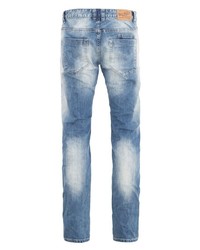 hellblaue Jeans mit Destroyed-Effekten von BLUE MONKEY