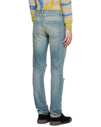 hellblaue Jeans mit Destroyed-Effekten von Saint Laurent