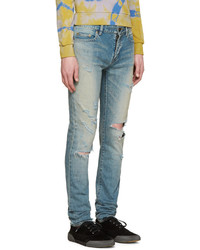 hellblaue Jeans mit Destroyed-Effekten von Saint Laurent