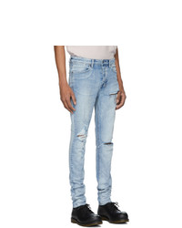 hellblaue Jeans mit Destroyed-Effekten von Ksubi