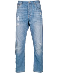 hellblaue Jeans mit Destroyed-Effekten von Brunello Cucinelli