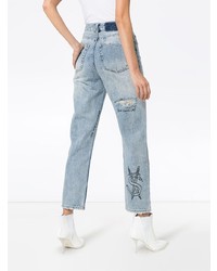 hellblaue Jeans mit Destroyed-Effekten von Ksubi