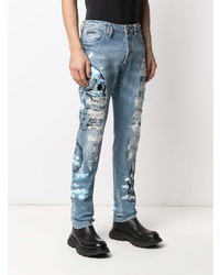 hellblaue Jeans mit Destroyed-Effekten von Philipp Plein