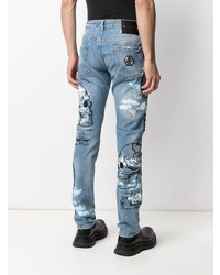 hellblaue Jeans mit Destroyed-Effekten von Philipp Plein