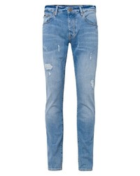 hellblaue Jeans mit Destroyed-Effekten von Cross Jeans