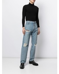 hellblaue Jeans mit Destroyed-Effekten von Balenciaga