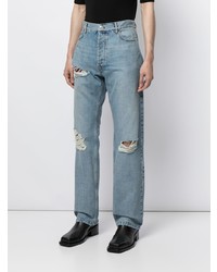 hellblaue Jeans mit Destroyed-Effekten von Balenciaga