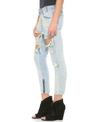 hellblaue Jeans mit Destroyed-Effekten von One Teaspoon